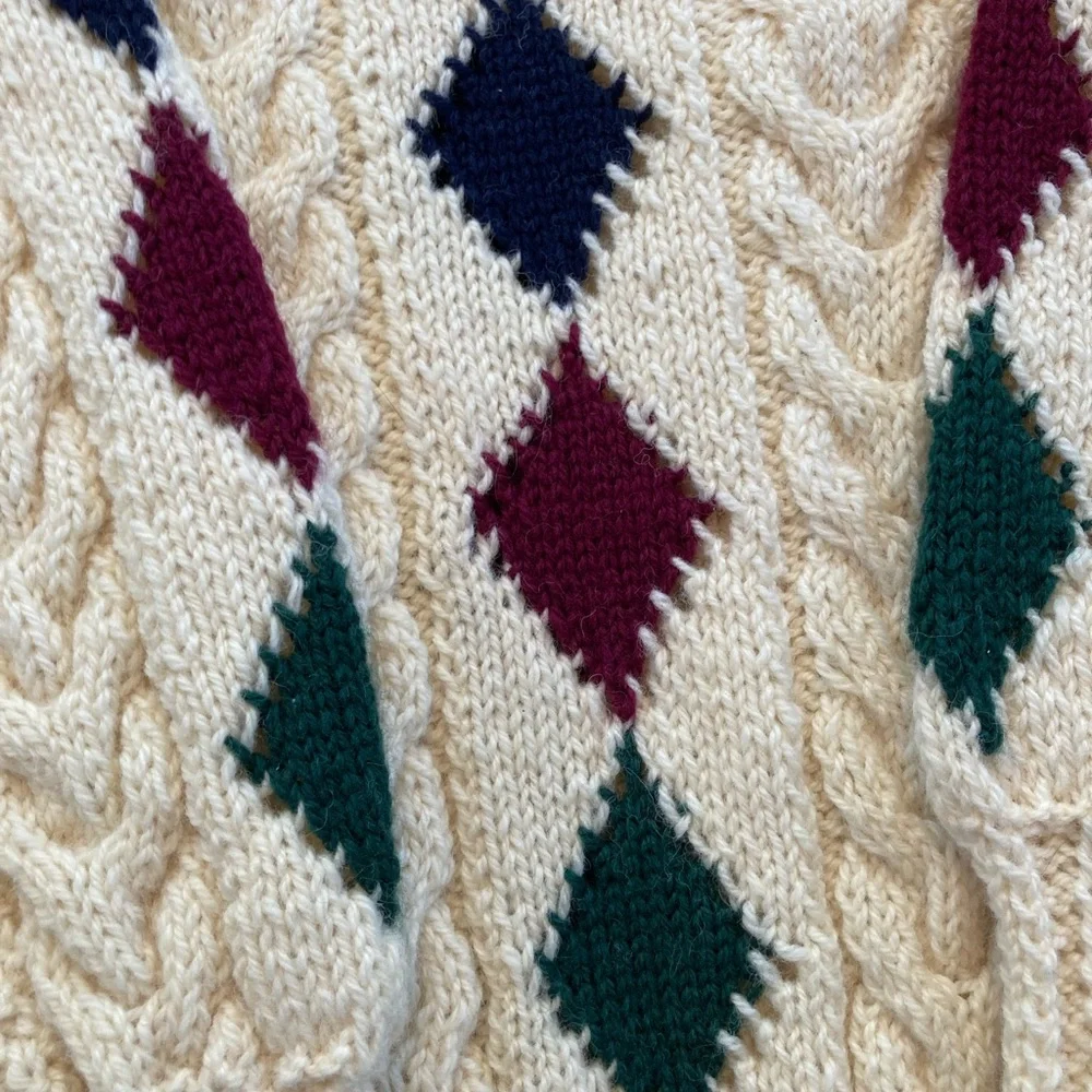 Vintage, Blarney Woolen Mills 100% New Wool, Traditional Aran, Handknit, Sweater - Picture 8 of 12